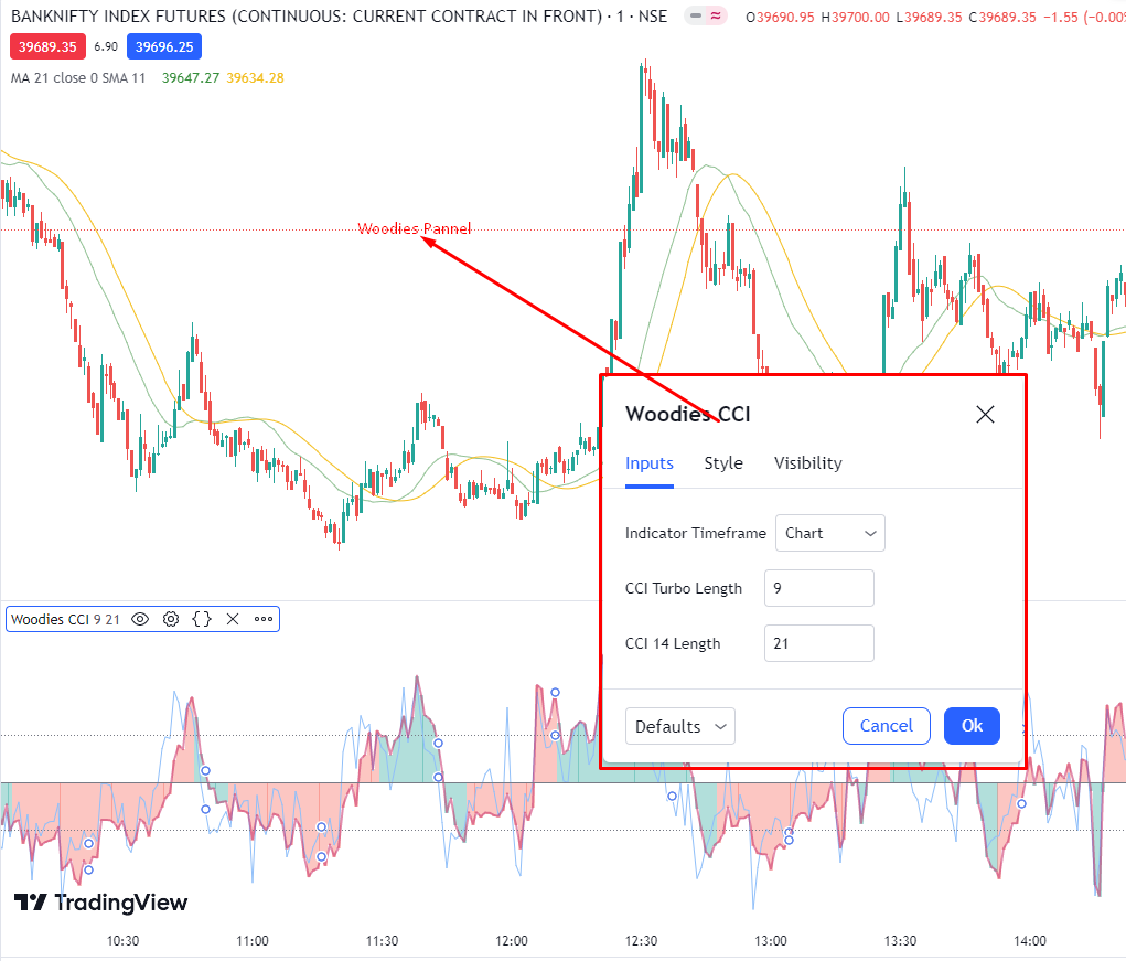 Woodies Settings Panel on tradingview